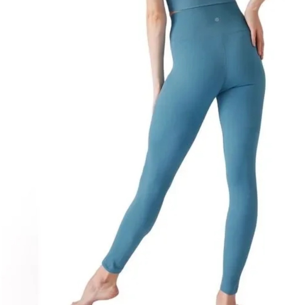 Athleta Aurora Ribbed Seamless Leggings Teal XL - Picture 2 of 9